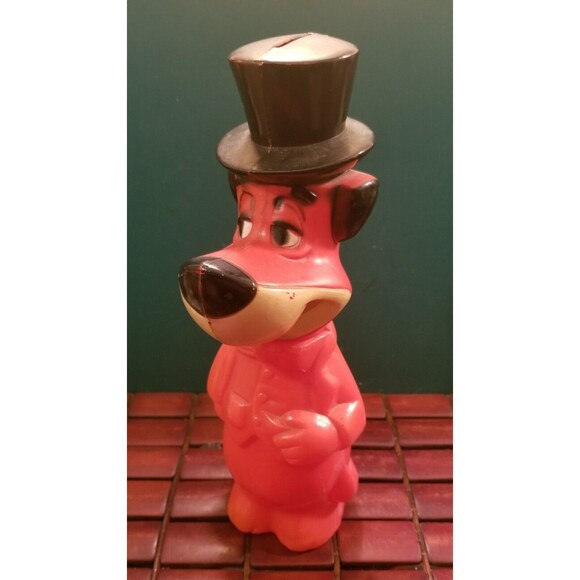 Vintage Hanna-Barbera Red Huckleberry Hound Plastic Coin Bank Knickerbocker 10" - Picture 2 of 6